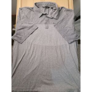 Travis Matthew Gray Golf Polo Shirt Men's Short Sleeve Button Up Size XL Striped